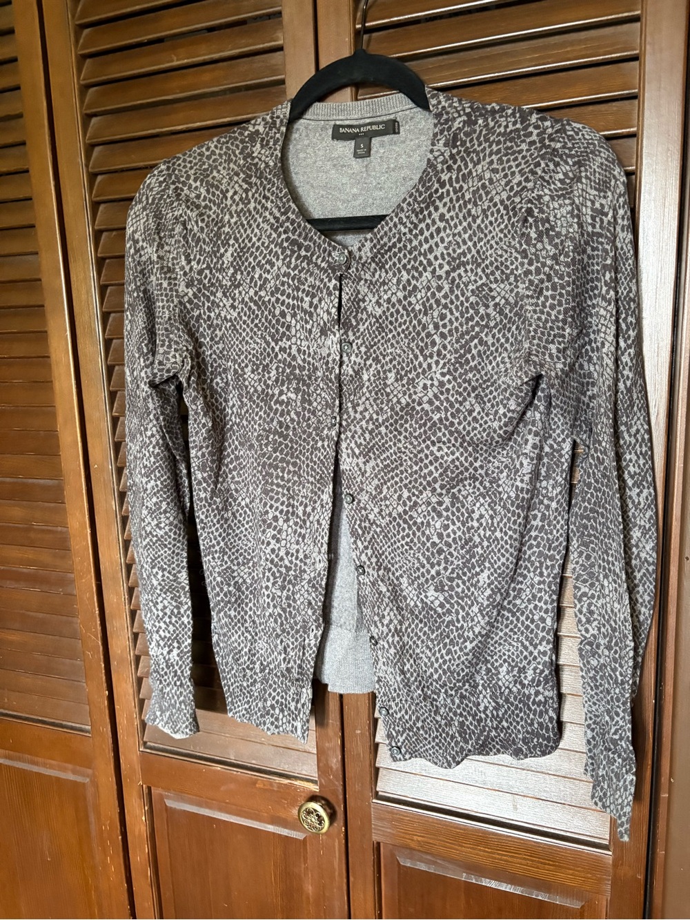Banana Republic Animal Print Cardigan - Gray/Black